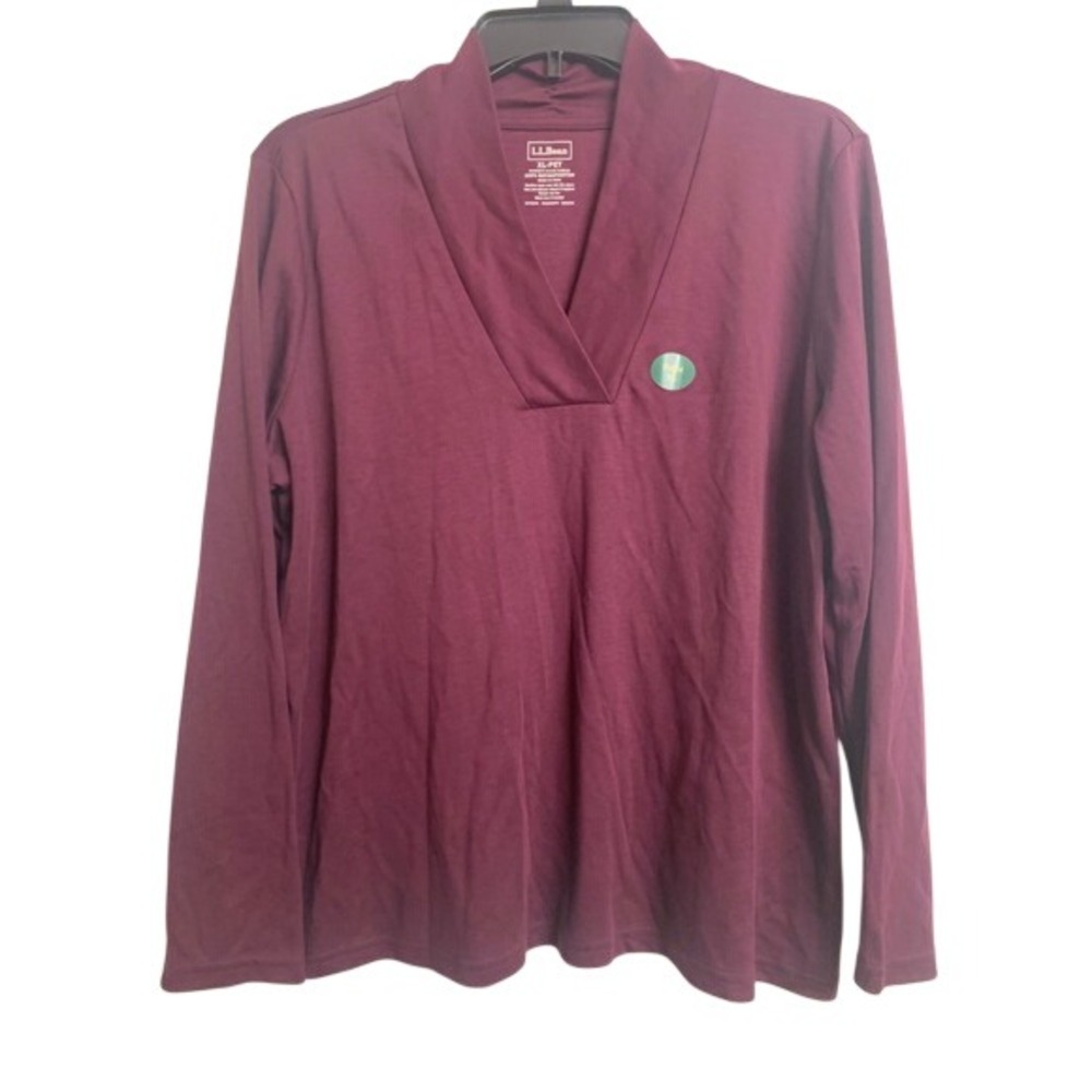 NWT LL Bean Plum Supima Cotton Crossover Outdoor Top XL Petite